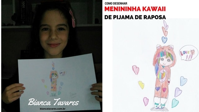 Como Desenhar Menininha Kawaii de Pijama de Raposa por Bianca